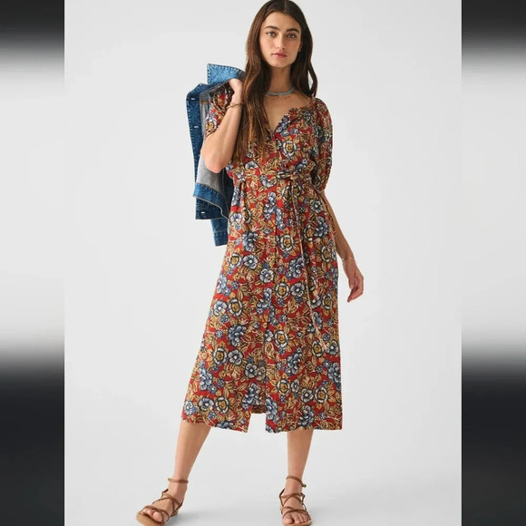 Faherty Carmel Linen Dress Global Pursuit - Picture 2 of 8